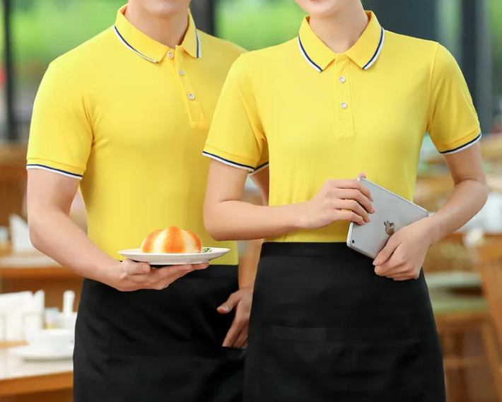 黃色酒店職業(yè)裝展示，酒店服務(wù)員制服